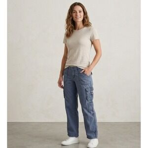 Old Navy Womens Size 16 Low Rise Cargo Pants Blue Regular Utility Work Gorpcore